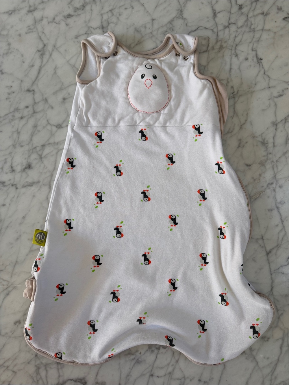 Nested Bean Zen Sack Classic Puffin Party print 3-6 Month Baby Sleep Sack